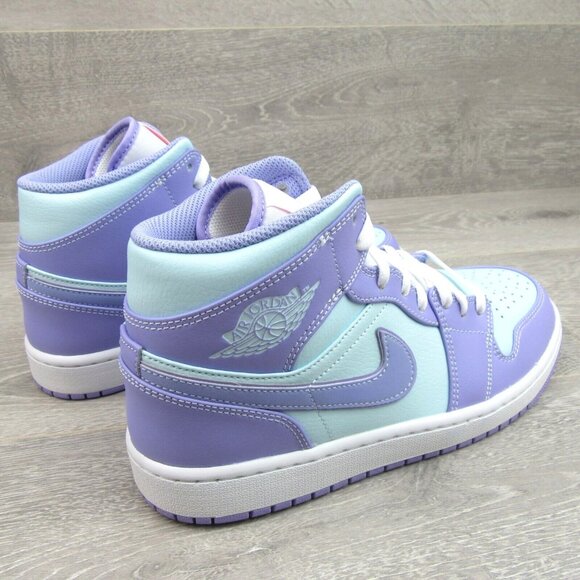Air Jordan 1 Mid Purple Pulse Aqua White Sneakers Mens Size 9 NEW - Picture 7 of 15